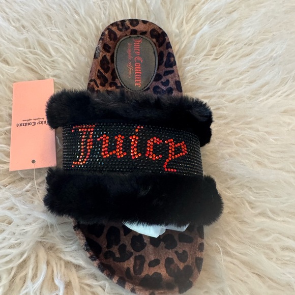 NIB Juicy Couture Women's Leopard Faux Fur Embellished Slides - Picture 6 of 6